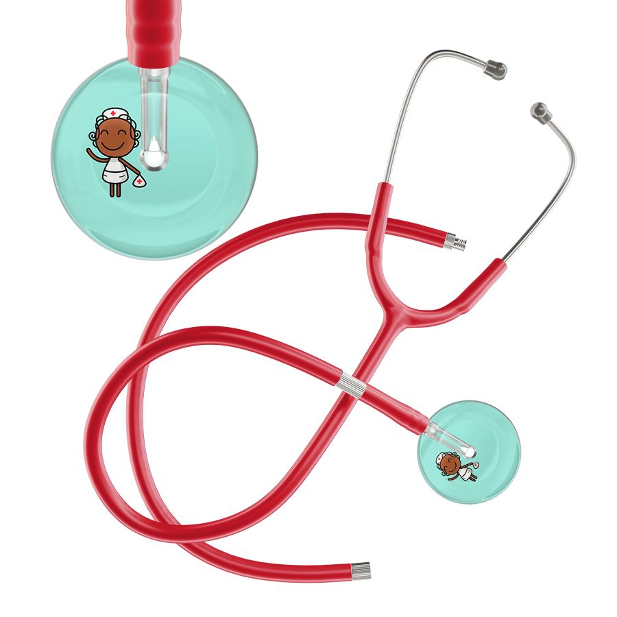 Ultrascope Single Stethoscope Robin's Egg F4 Cartoon Nurse / Adult / Red Extended Tubing Cartoon Nurse F4 Skin Stethoscope