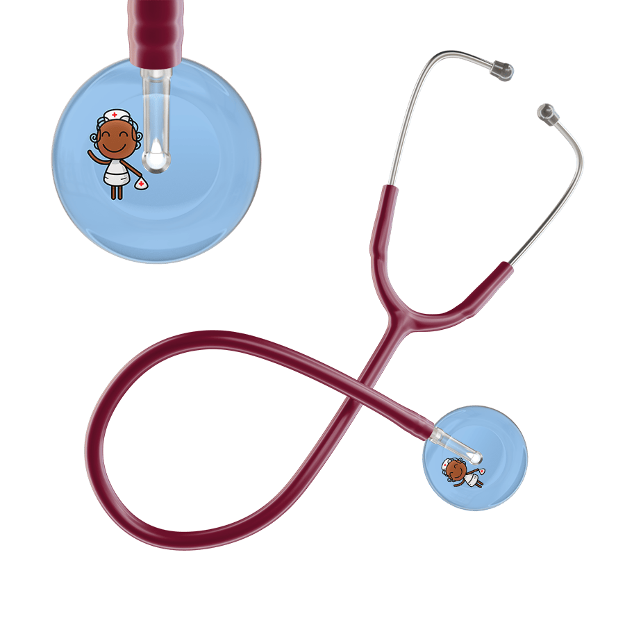 Ultrascope Single Stethoscope Light Blue F4 Cartoon Nurse / Adult / Burgundy Cartoon Nurse F4 Skin Stethoscope