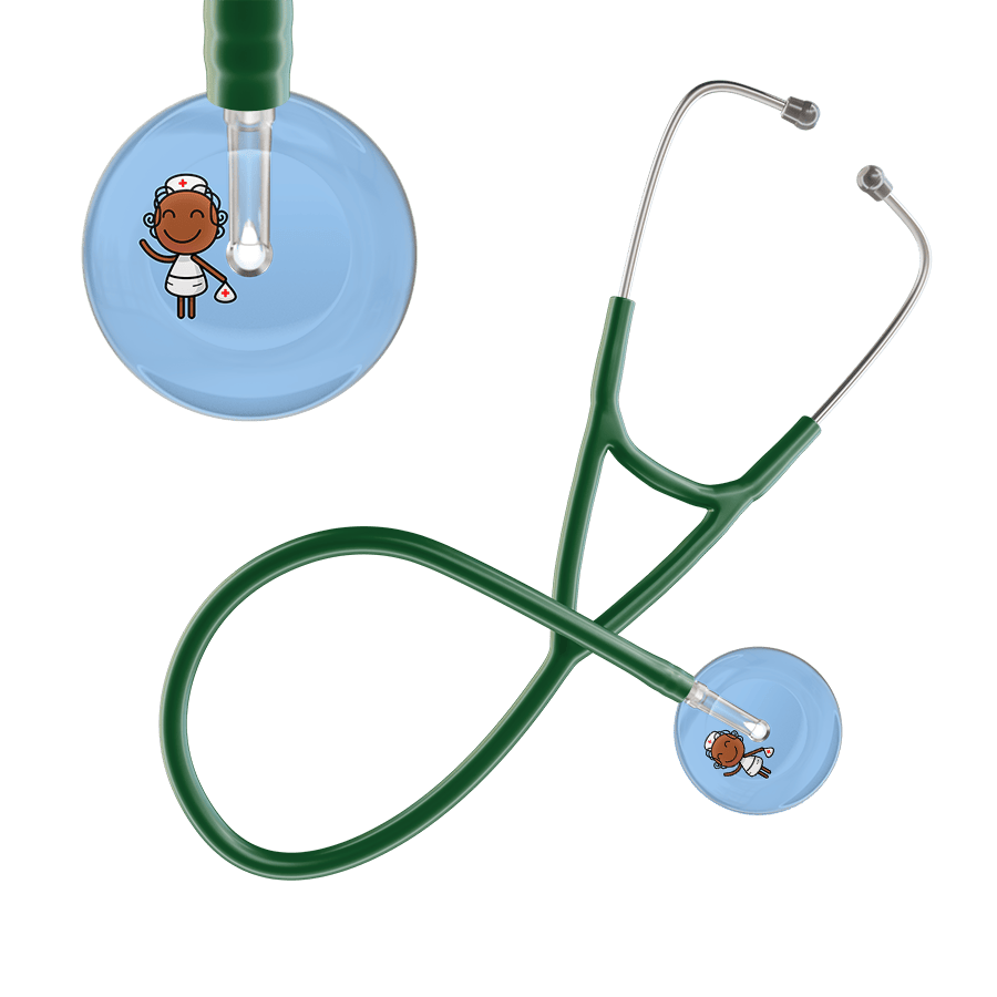 Ultrascope Single Stethoscope Light Blue F4 Cartoon Nurse / Adult / Dark Green Cartoon Nurse F4 Skin Cardiology Stethoscope