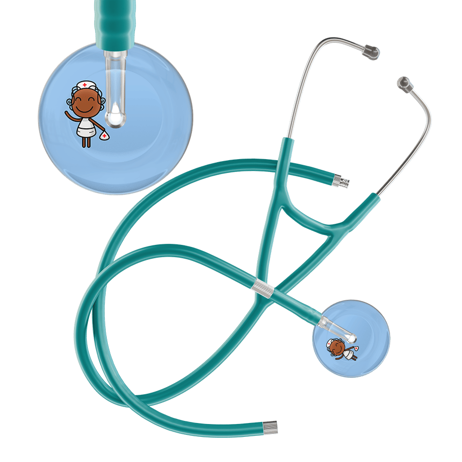 Ultrascope Single Stethoscope Light Blue F4 Cartoon Nurse / Adult / Jade Extended Tubing Cartoon Nurse F4 Skin Cardiology Stethoscope