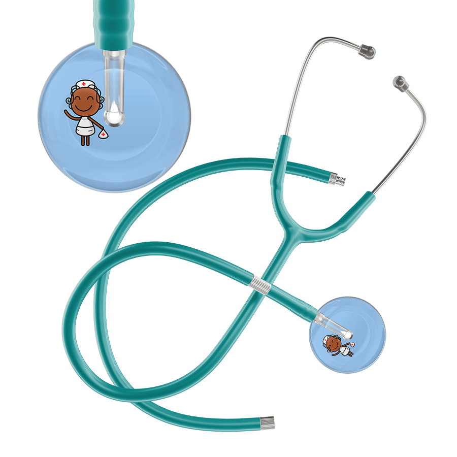 Ultrascope Single Stethoscope Light Blue F4 Cartoon Nurse / Adult / Jade Extended Tubing Cartoon Nurse F4 Skin Stethoscope