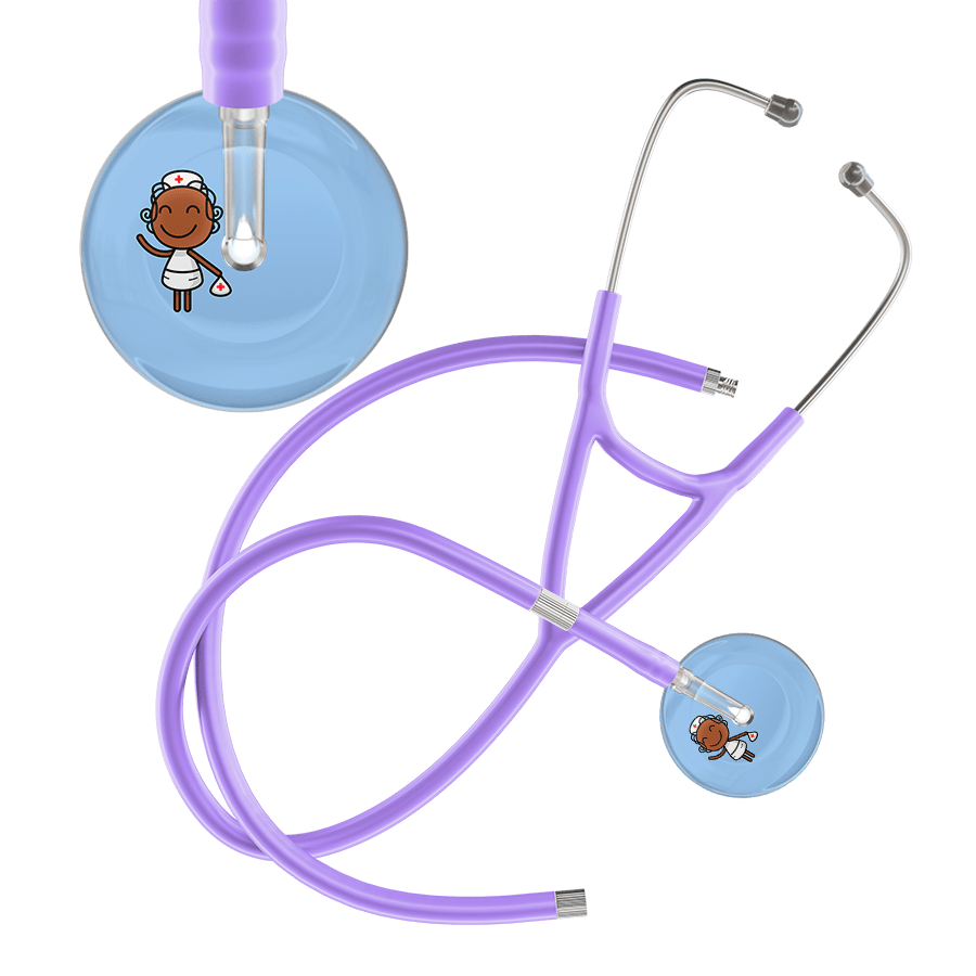 Ultrascope Single Stethoscope Light Blue F4 Cartoon Nurse / Adult / Lavender Extended Tubing Cartoon Nurse F4 Skin Cardiology Stethoscope
