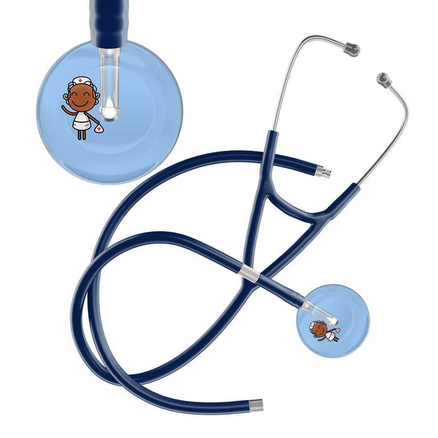 Ultrascope Single Stethoscope Light Blue F4 Cartoon Nurse / Adult / Navy Extended Tubing Cartoon Nurse F4 Skin Cardiology Stethoscope