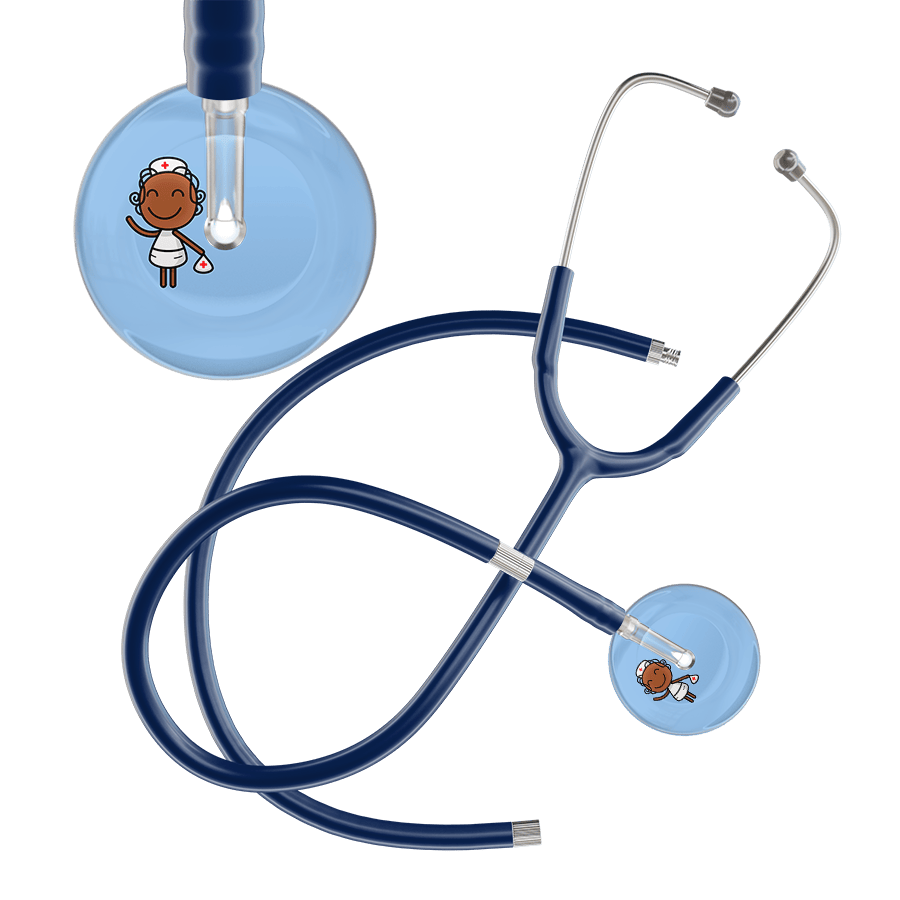 Ultrascope Single Stethoscope Light Blue F4 Cartoon Nurse / Adult / Navy Extended Tubing Cartoon Nurse F4 Skin Stethoscope