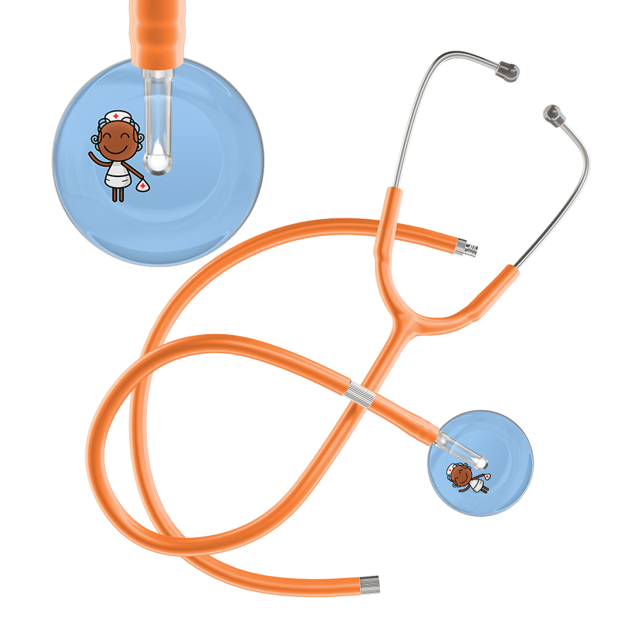 Ultrascope Single Stethoscope Light Blue F4 Cartoon Nurse / Adult / Orange Extended Tubing Cartoon Nurse F4 Skin Stethoscope