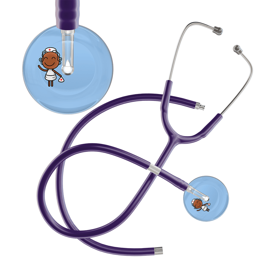 Ultrascope Single Stethoscope Light Blue F4 Cartoon Nurse / Adult / Purple Extended Tubing Cartoon Nurse F4 Skin Stethoscope