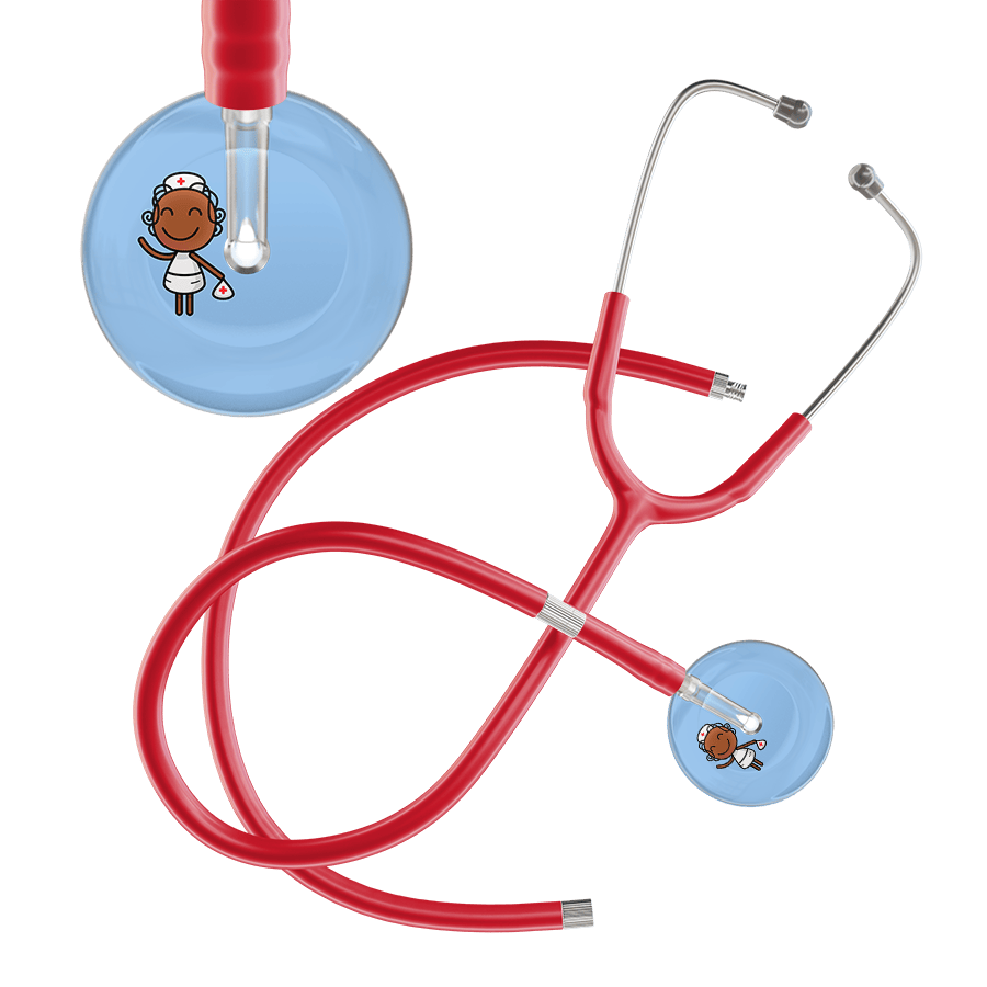 Ultrascope Single Stethoscope Light Blue F4 Cartoon Nurse / Adult / Red Extended Tubing Cartoon Nurse F4 Skin Stethoscope