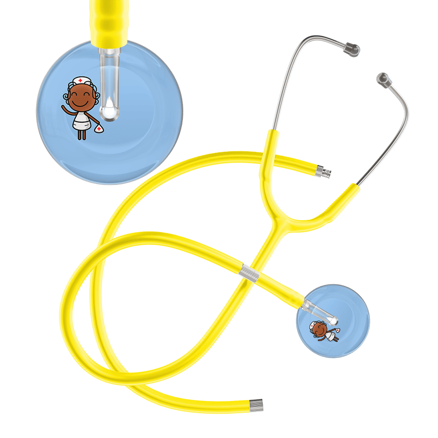 Ultrascope Single Stethoscope Light Blue F4 Cartoon Nurse / Adult / Yellow Extended Tubing Cartoon Nurse F4 Skin Stethoscope