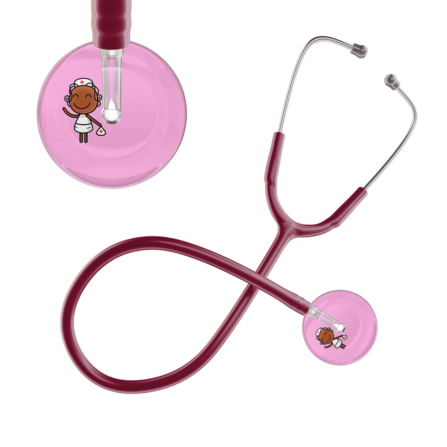 Ultrascope Single Stethoscope Light Pink F4 Cartoon Nurse / Adult / Burgundy Cartoon Nurse F4 Skin Stethoscope