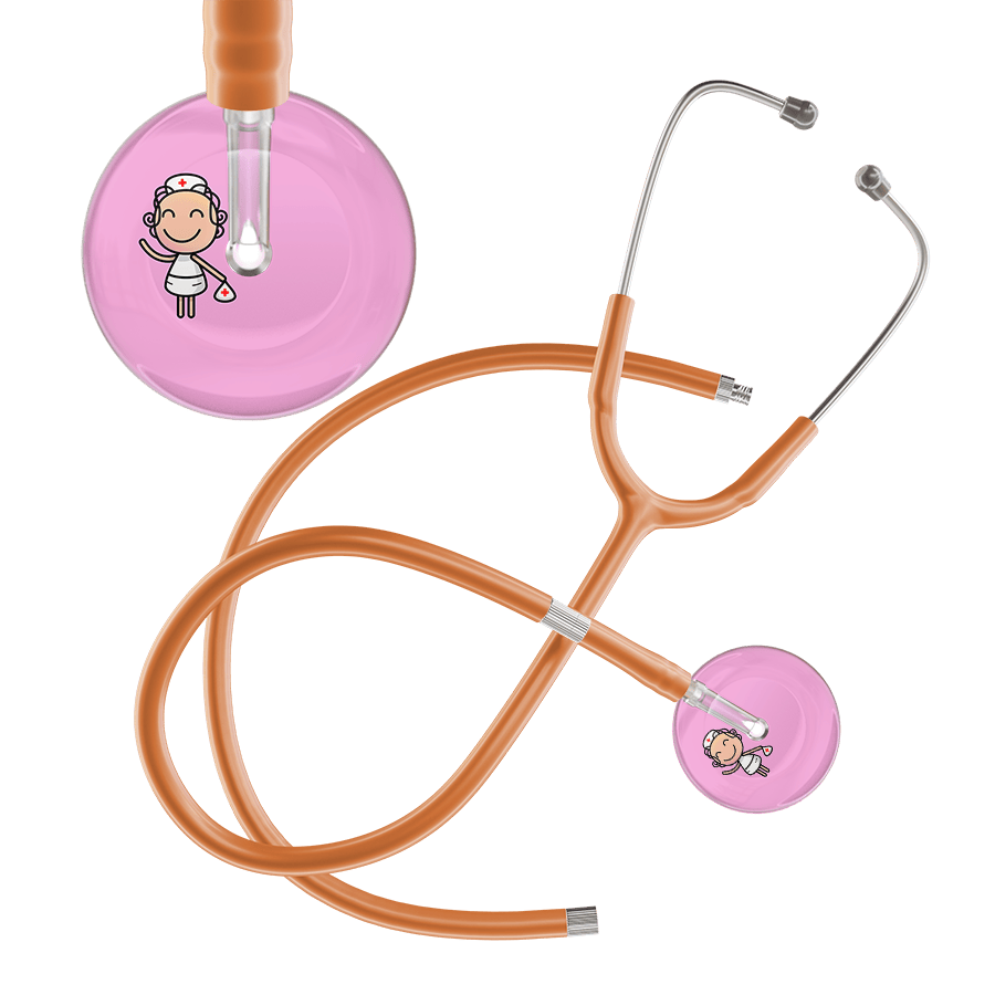 Ultrascope Single Stethoscope Light Pink F4 Cartoon Nurse / Adult / Caramel Extended Tubing Cartoon Nurse F4 Skin Stethoscope