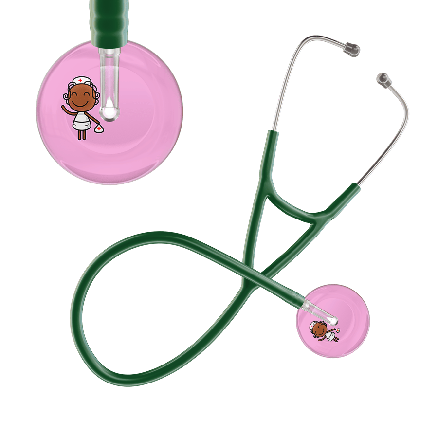Ultrascope Single Stethoscope Light Pink F4 Cartoon Nurse / Adult / Dark Green Cartoon Nurse F4 Skin Cardiology Stethoscope