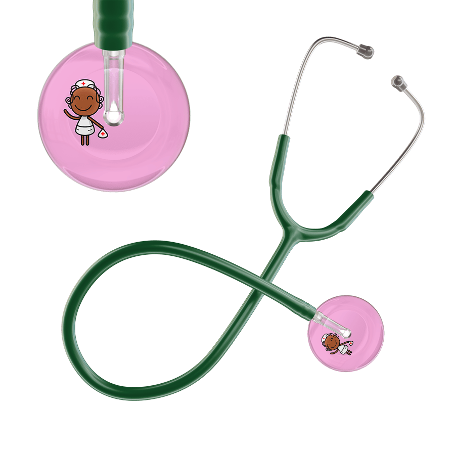 Ultrascope Single Stethoscope Light Pink F4 Cartoon Nurse / Adult / Dark Green Cartoon Nurse F4 Skin Stethoscope