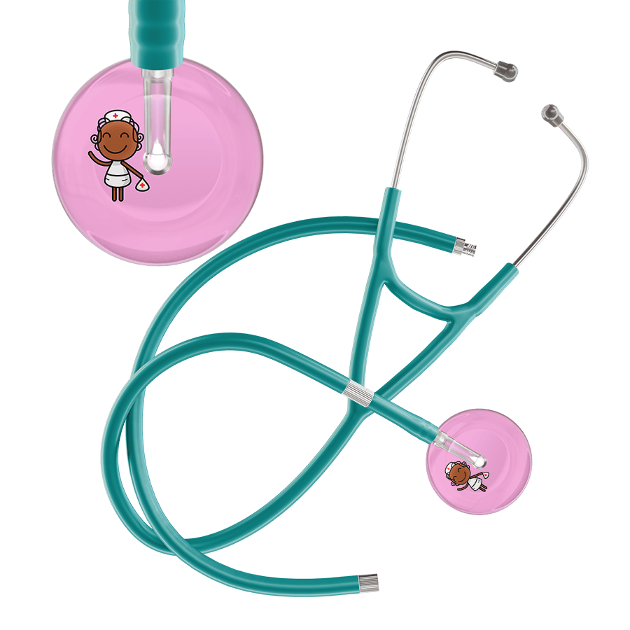 Ultrascope Single Stethoscope Light Pink F4 Cartoon Nurse / Adult / Jade Extended Tubing Cartoon Nurse F4 Skin Cardiology Stethoscope
