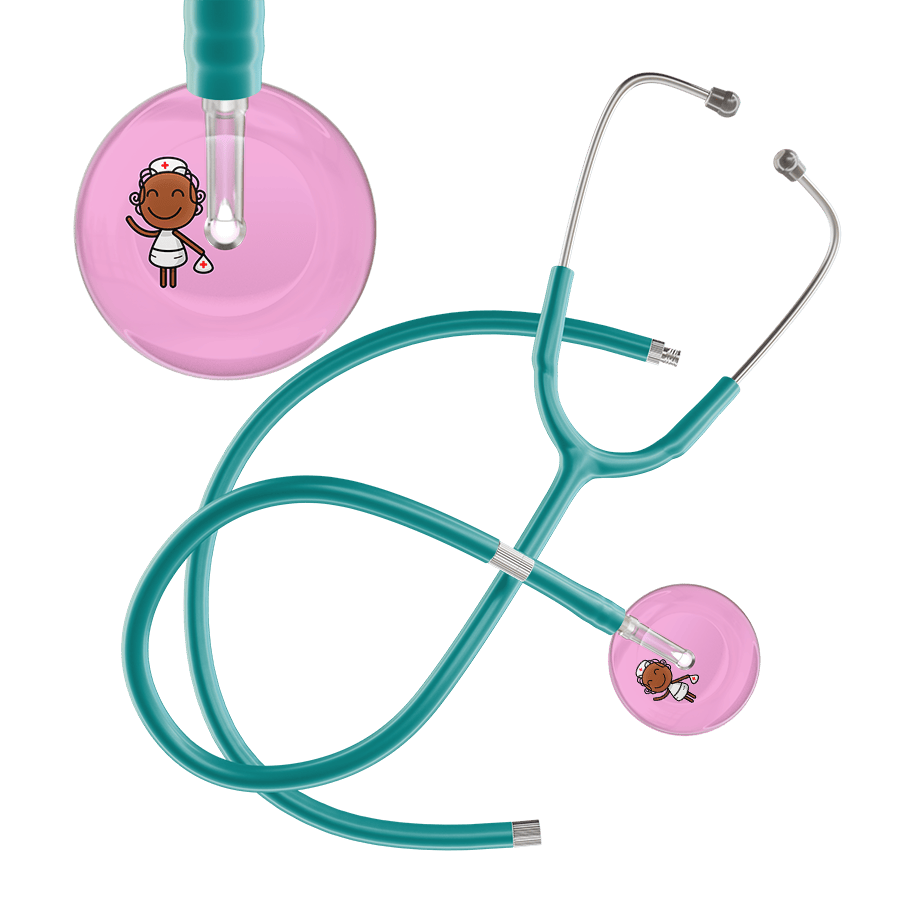 Ultrascope Single Stethoscope Light Pink F4 Cartoon Nurse / Adult / Jade Extended Tubing Cartoon Nurse F4 Skin Stethoscope