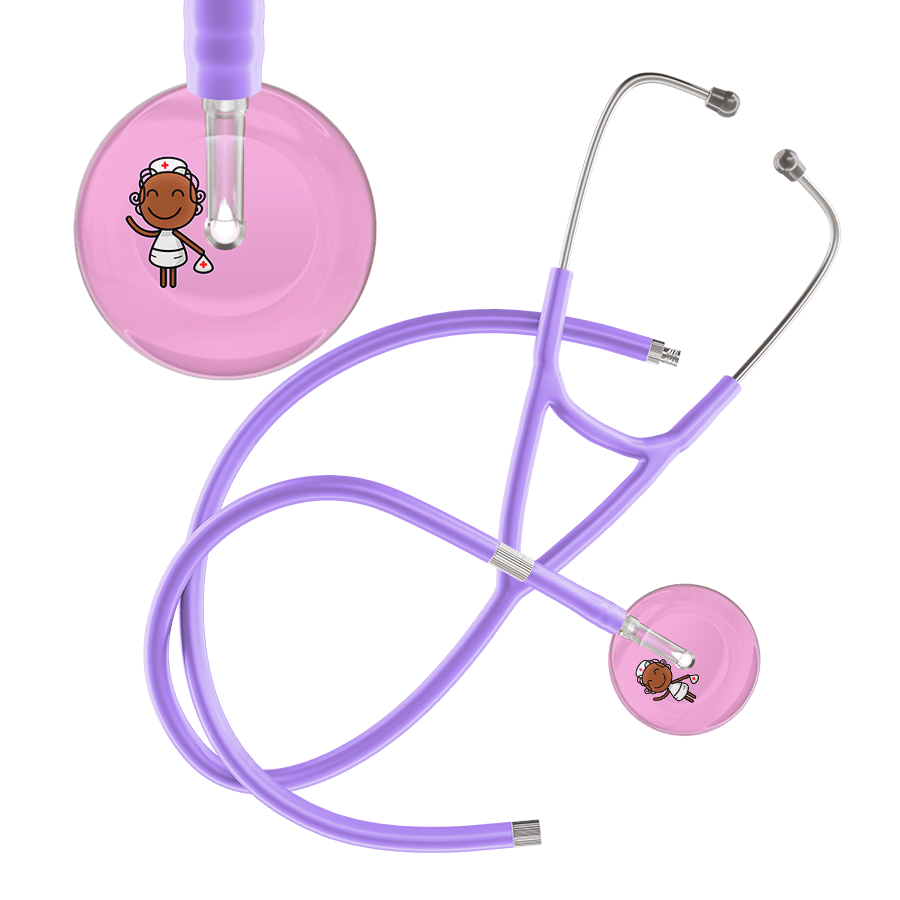 Ultrascope Single Stethoscope Light Pink F4 Cartoon Nurse / Adult / Lavender Extended Tubing Cartoon Nurse F4 Skin Cardiology Stethoscope