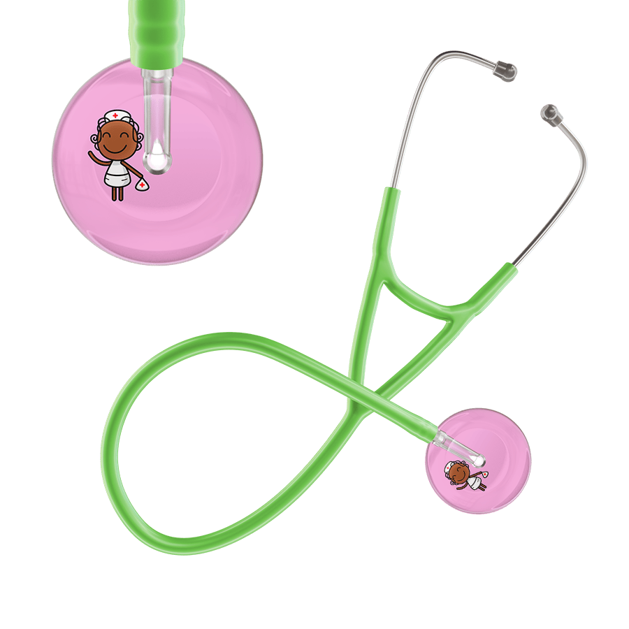 Ultrascope Single Stethoscope Light Pink F4 Cartoon Nurse / Adult / Lime Green Cartoon Nurse F4 Skin Cardiology Stethoscope