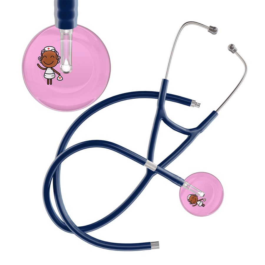Ultrascope Single Stethoscope Light Pink F4 Cartoon Nurse / Adult / Navy Extended Tubing Cartoon Nurse F4 Skin Cardiology Stethoscope