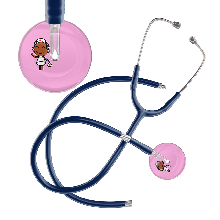Ultrascope Single Stethoscope Light Pink F4 Cartoon Nurse / Adult / Navy Extended Tubing Cartoon Nurse F4 Skin Stethoscope