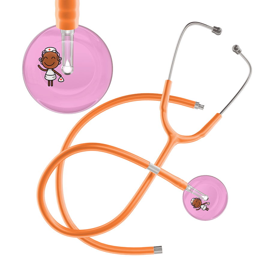 Ultrascope Single Stethoscope Light Pink F4 Cartoon Nurse / Adult / Orange Extended Tubing Cartoon Nurse F4 Skin Stethoscope