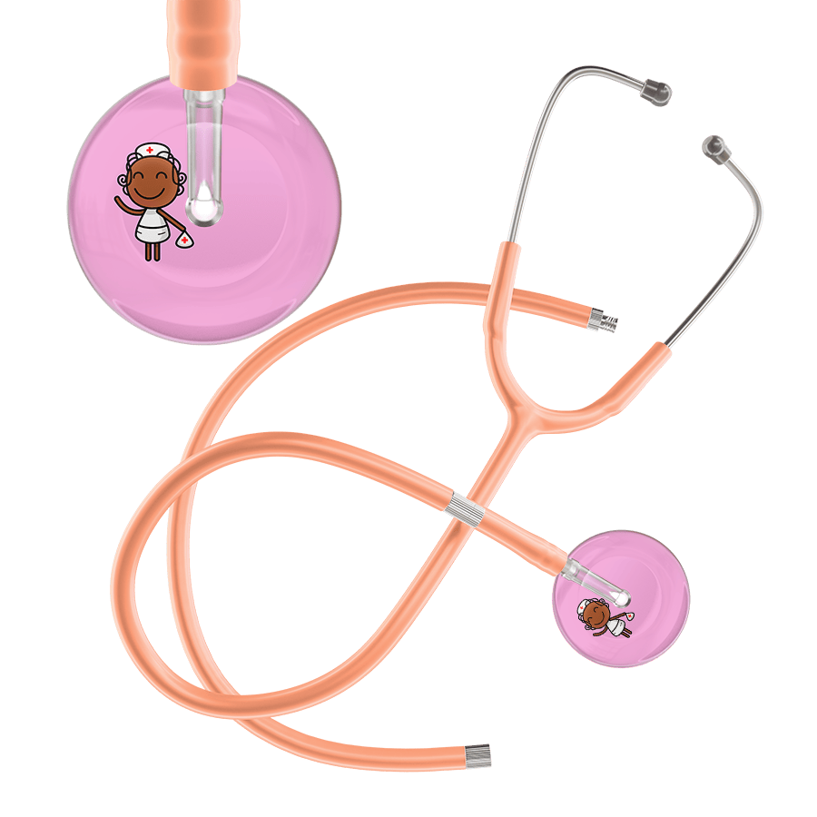 Ultrascope Single Stethoscope Light Pink F4 Cartoon Nurse / Adult / Peach Extended Tubing Cartoon Nurse F4 Skin Stethoscope