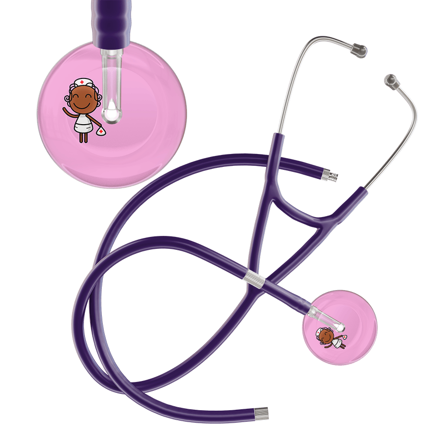 Ultrascope Single Stethoscope Light Pink F4 Cartoon Nurse / Adult / Purple Extended Tubing Cartoon Nurse F4 Skin Cardiology Stethoscope