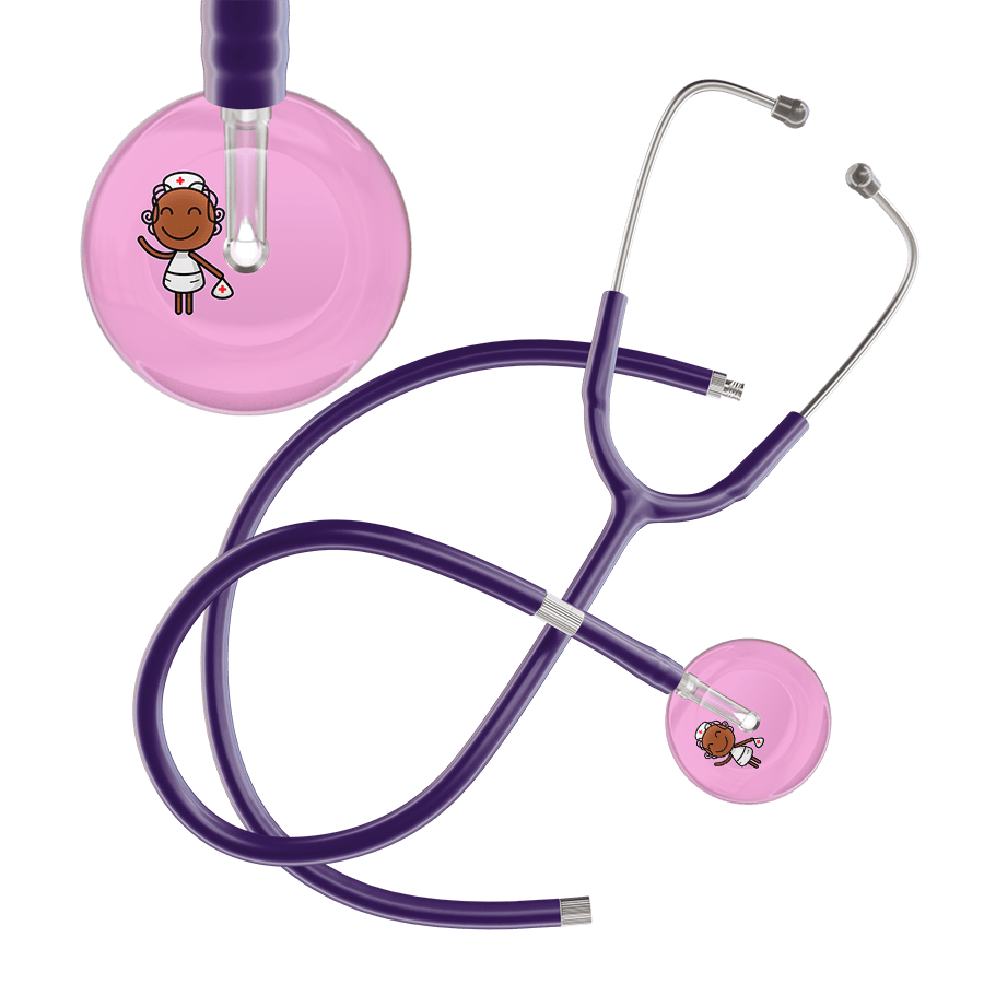 Ultrascope Single Stethoscope Light Pink F4 Cartoon Nurse / Adult / Purple Extended Tubing Cartoon Nurse F4 Skin Stethoscope