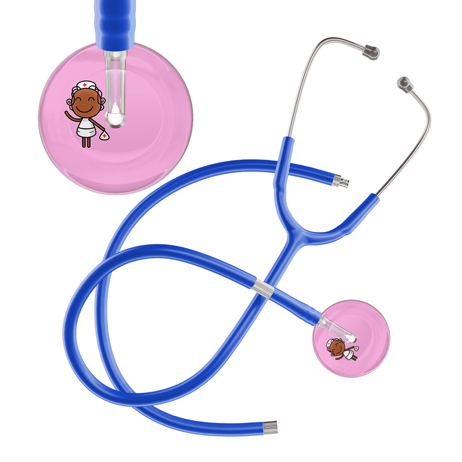 Ultrascope Single Stethoscope Light Pink F4 Cartoon Nurse / Adult / Royal Blue Extended Tubing Cartoon Nurse F4 Skin Stethoscope