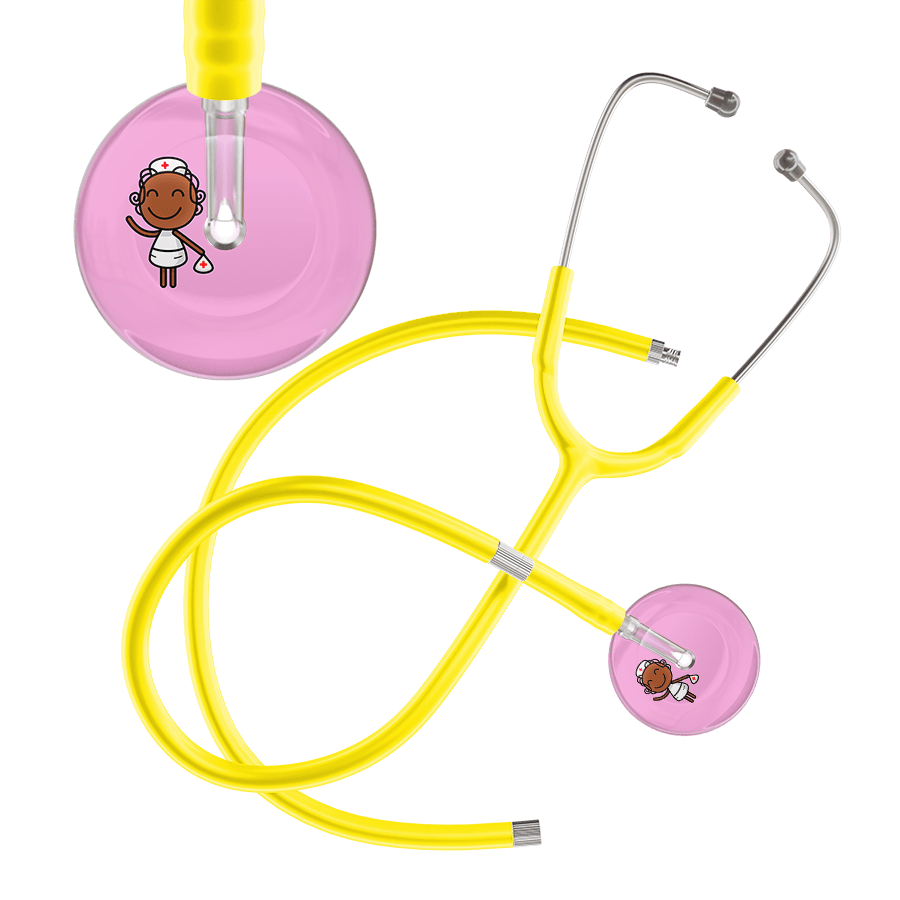Ultrascope Single Stethoscope Light Pink F4 Cartoon Nurse / Adult / Yellow Extended Tubing Cartoon Nurse F4 Skin Stethoscope