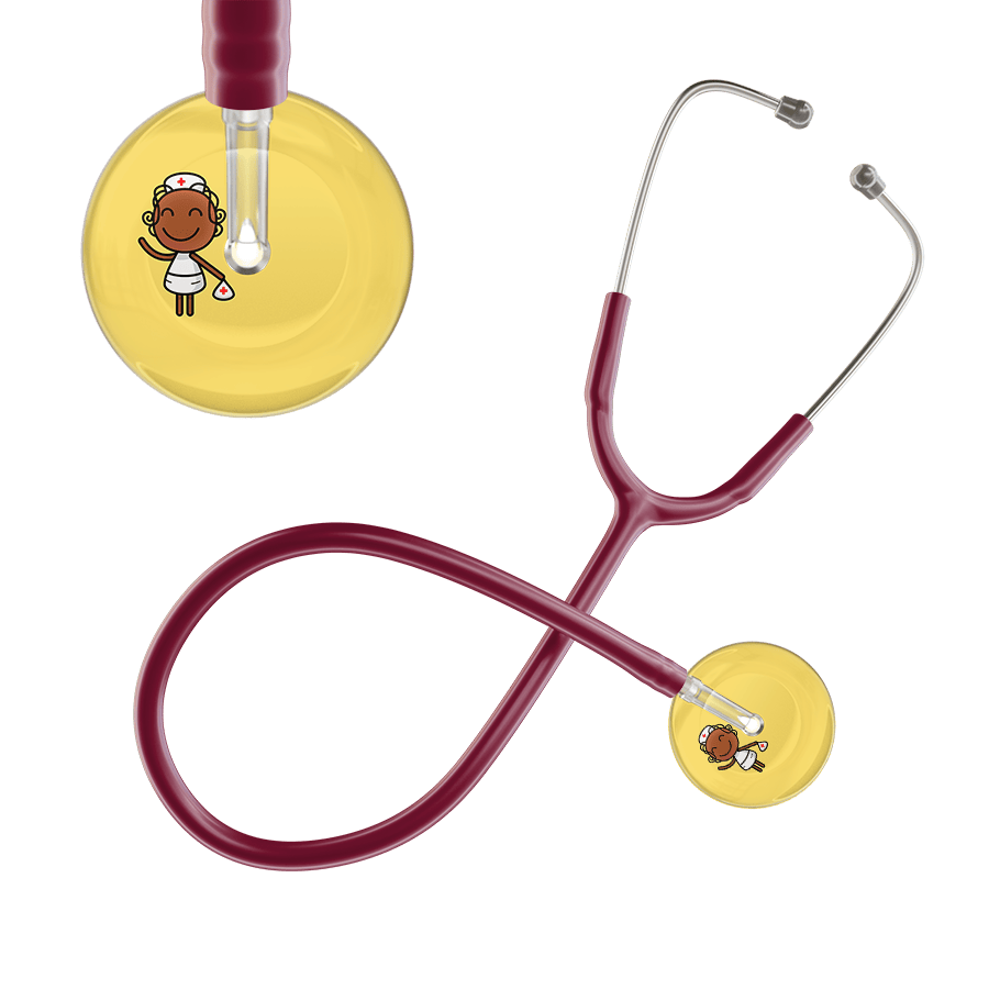Ultrascope Single Stethoscope Light Yellow F4 Cartoon Nurse / Adult / Burgundy Cartoon Nurse F4 Skin Stethoscope