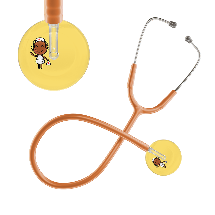 Ultrascope Single Stethoscope Light Yellow F4 Cartoon Nurse / Adult / Caramel Cartoon Nurse F4 Skin Stethoscope