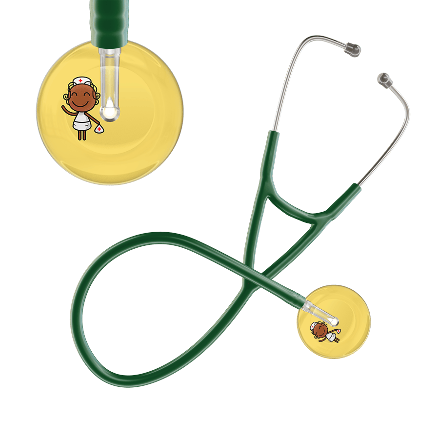 Ultrascope Single Stethoscope Light Yellow F4 Cartoon Nurse / Adult / Dark Green Cartoon Nurse F4 Skin Cardiology Stethoscope