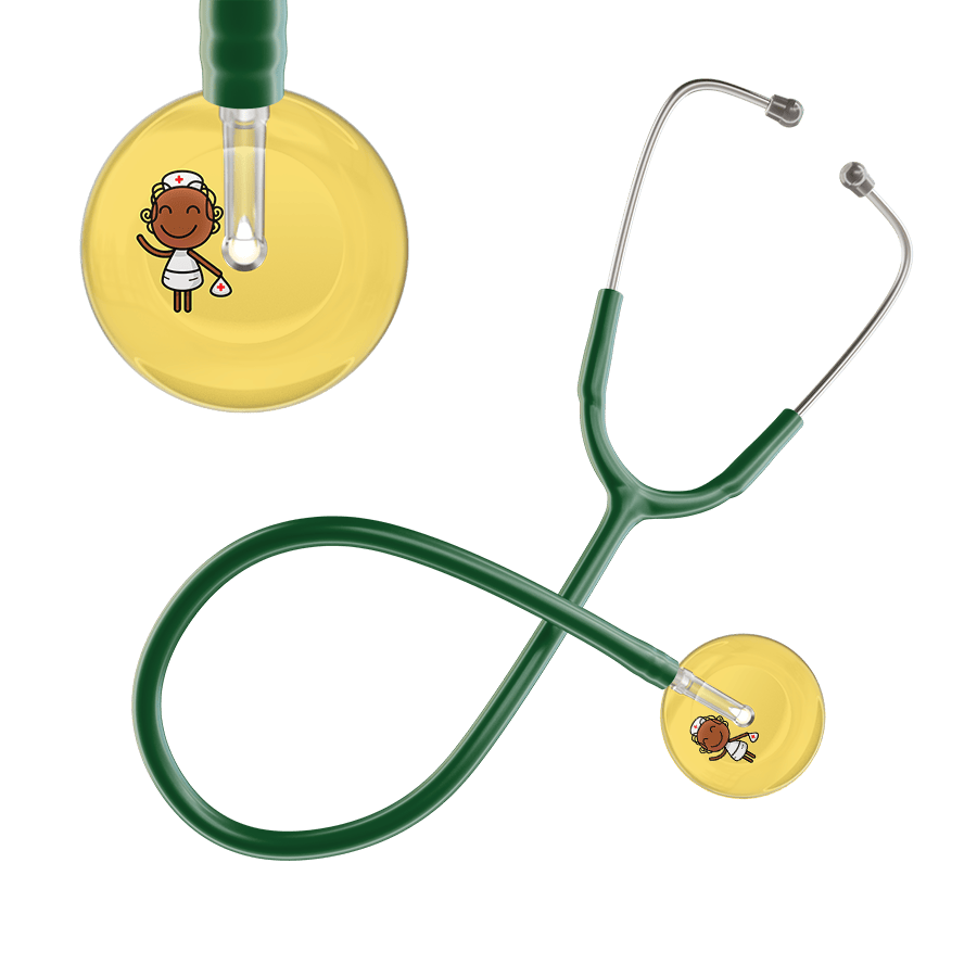 Ultrascope Single Stethoscope Light Yellow F4 Cartoon Nurse / Adult / Dark Green Cartoon Nurse F4 Skin Stethoscope