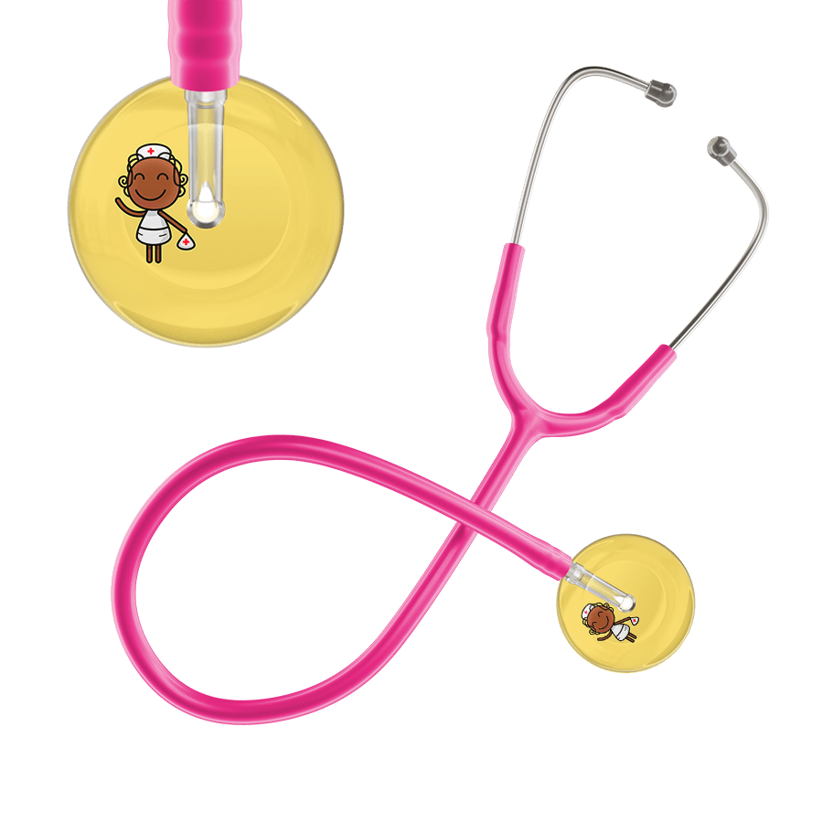 Ultrascope Single Stethoscope Light Yellow F4 Cartoon Nurse / Adult / Hot Pink Cartoon Nurse F4 Skin Stethoscope