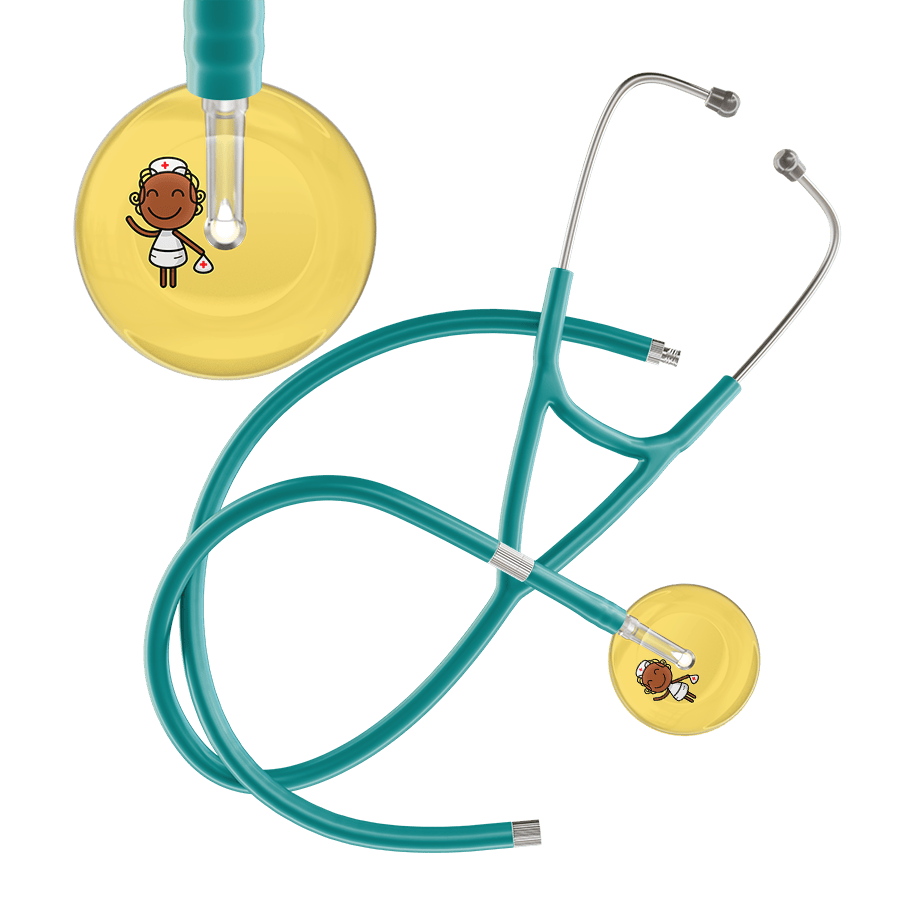 Ultrascope Single Stethoscope Light Yellow F4 Cartoon Nurse / Adult / Jade Extended Tubing Cartoon Nurse F4 Skin Cardiology Stethoscope