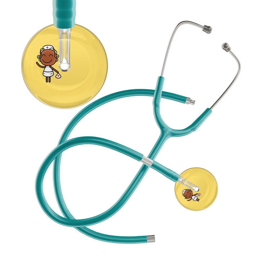 Ultrascope Single Stethoscope Light Yellow F4 Cartoon Nurse / Adult / Jade Extended Tubing Cartoon Nurse F4 Skin Stethoscope