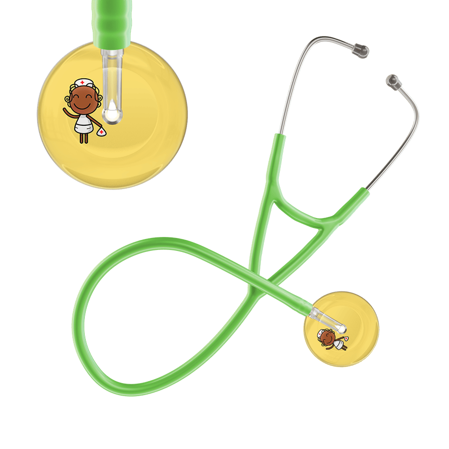 Ultrascope Single Stethoscope Light Yellow F4 Cartoon Nurse / Adult / Lime Green Cartoon Nurse F4 Skin Cardiology Stethoscope