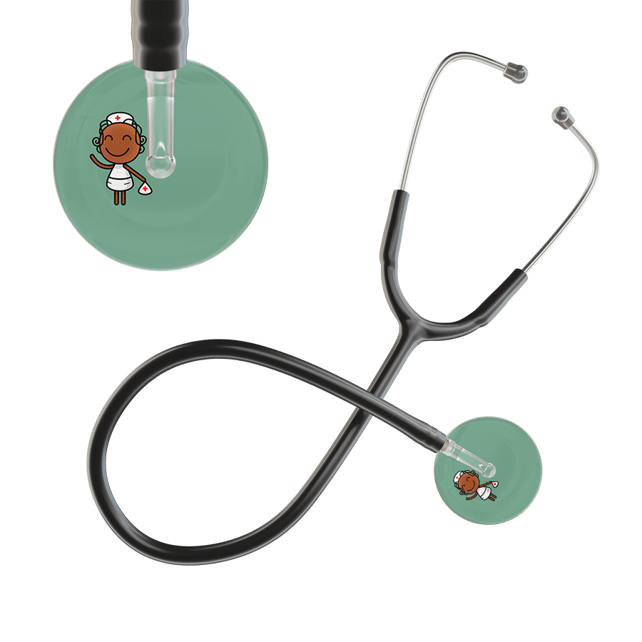 Ultrascope Single Stethoscope Sage F4 Cartoon Nurse / Adult / Black Cartoon Nurse Stethoscope