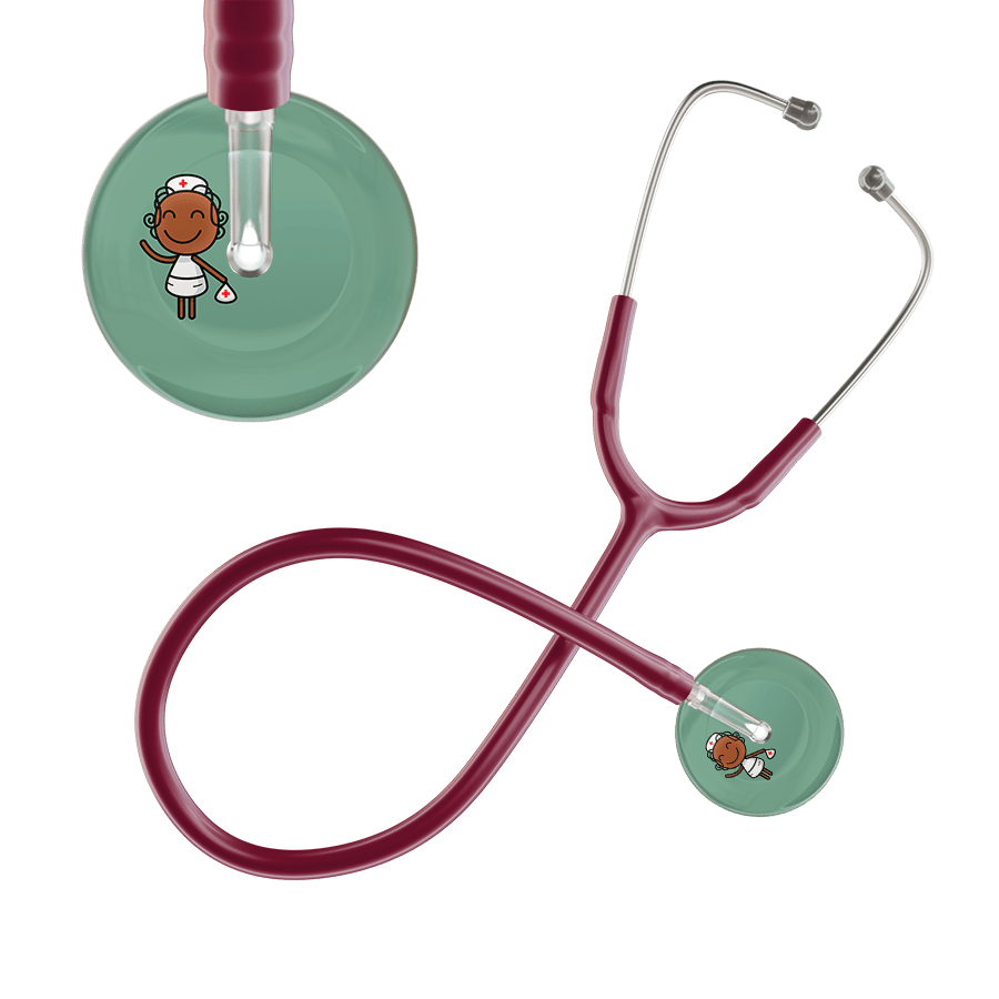 Ultrascope Single Stethoscope Sage F4 Cartoon Nurse / Adult / Burgundy Cartoon Nurse F4 Skin Stethoscope