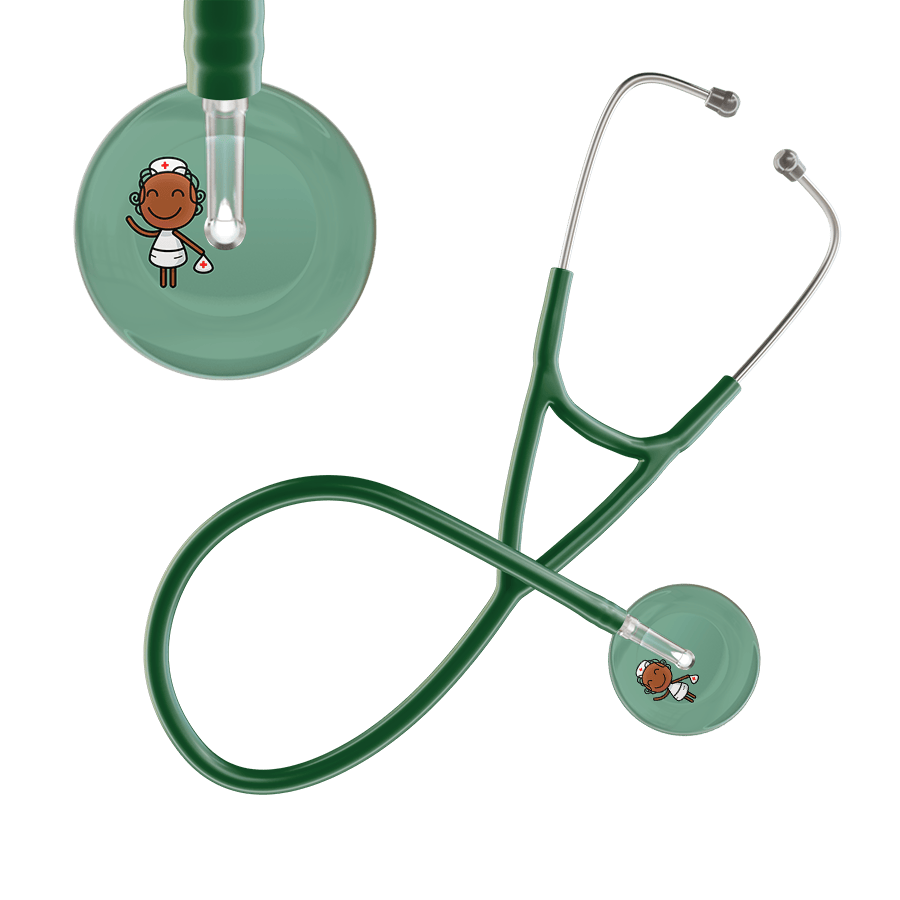 Ultrascope Single Stethoscope Sage F4 Cartoon Nurse / Adult / Dark Green Cartoon Nurse F4 Skin Cardiology Stethoscope