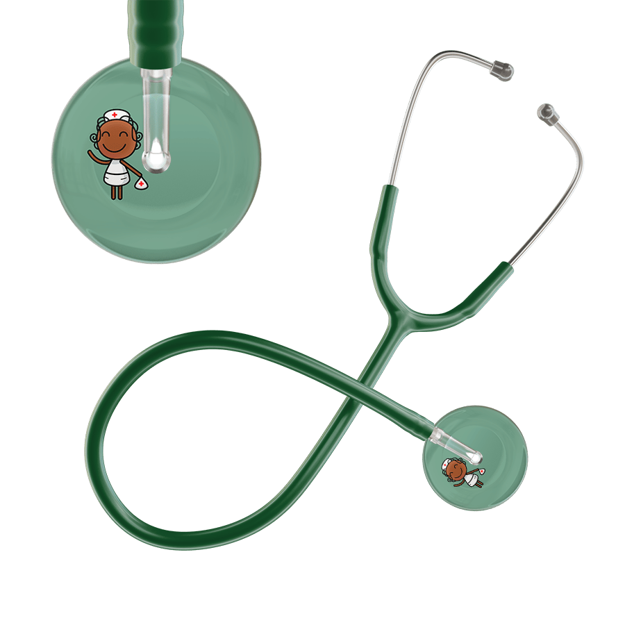 Ultrascope Single Stethoscope Sage F4 Cartoon Nurse / Adult / Dark Green Cartoon Nurse F4 Skin Stethoscope