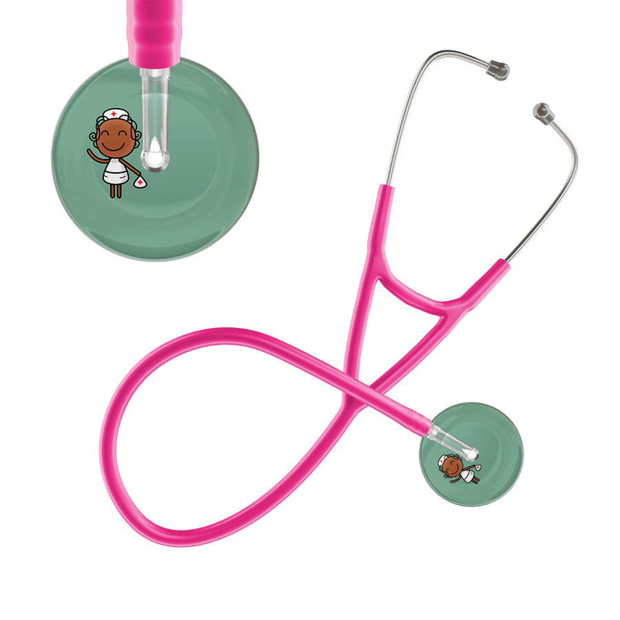 Ultrascope Single Stethoscope Sage F4 Cartoon Nurse / Adult / Hot Pink Cartoon Nurse F4 Skin Cardiology Stethoscope