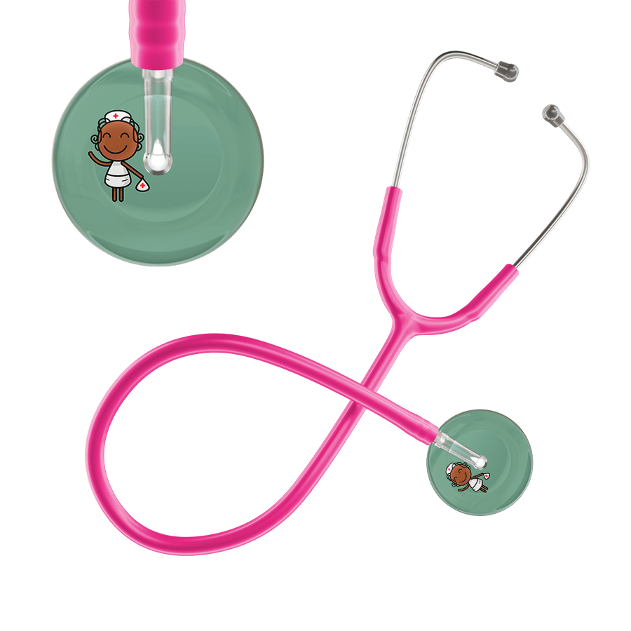 Ultrascope Single Stethoscope Sage F4 Cartoon Nurse / Adult / Hot Pink Cartoon Nurse F4 Skin Stethoscope