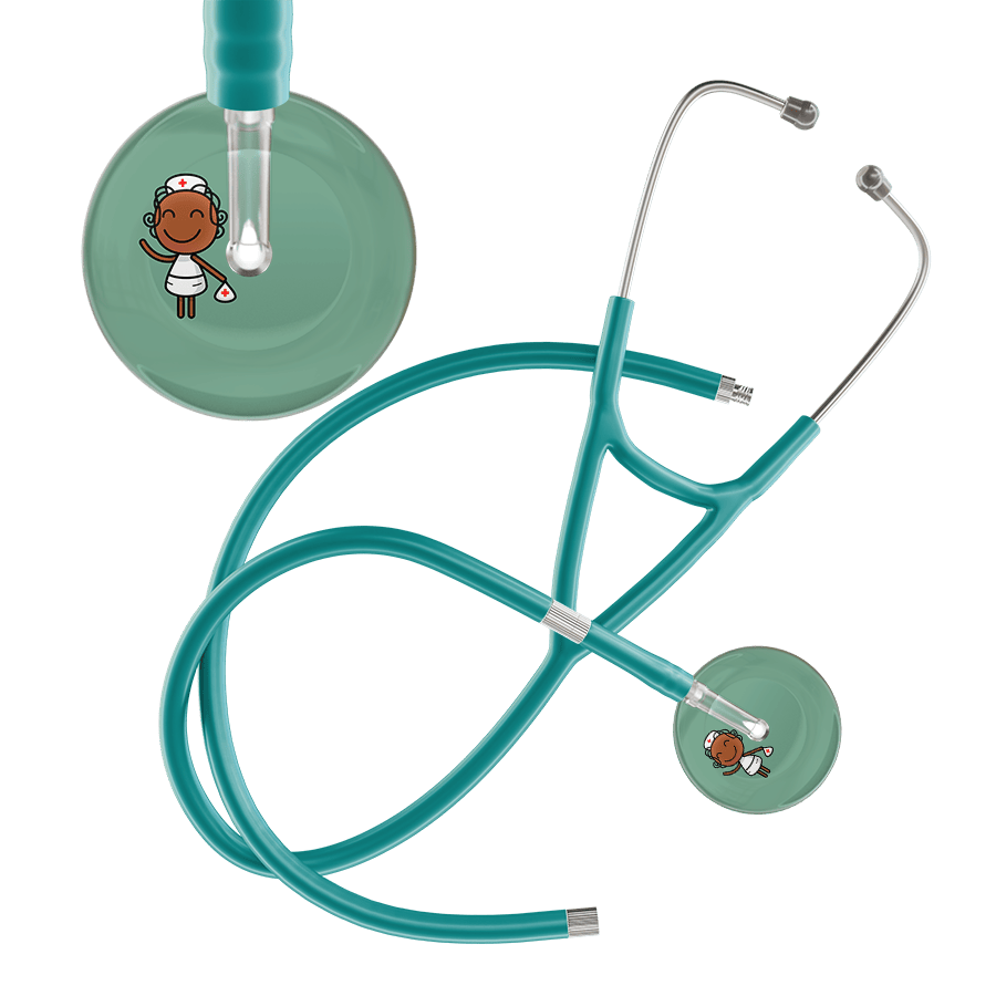Ultrascope Single Stethoscope Sage F4 Cartoon Nurse / Adult / Jade Extended Tubing Cartoon Nurse F4 Skin Cardiology Stethoscope