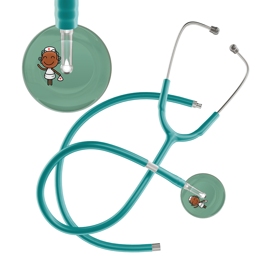Ultrascope Single Stethoscope Sage F4 Cartoon Nurse / Adult / Jade Extended Tubing Cartoon Nurse F4 Skin Stethoscope