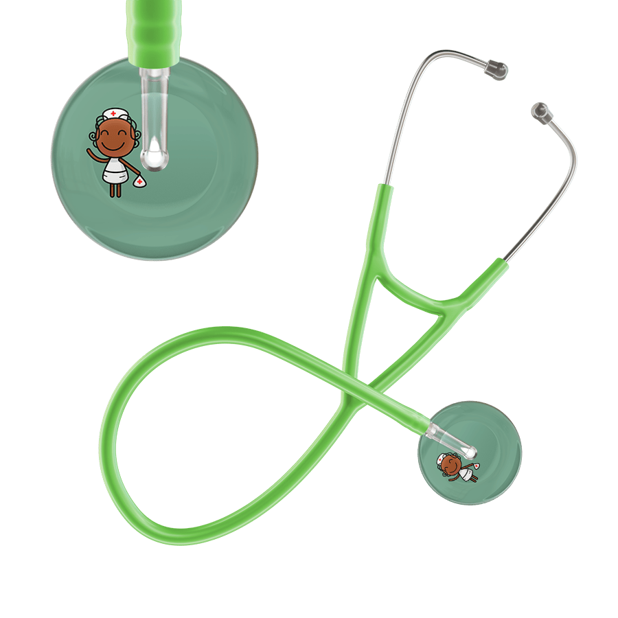 Ultrascope Single Stethoscope Sage F4 Cartoon Nurse / Adult / Lime Green Cartoon Nurse F4 Skin Cardiology Stethoscope