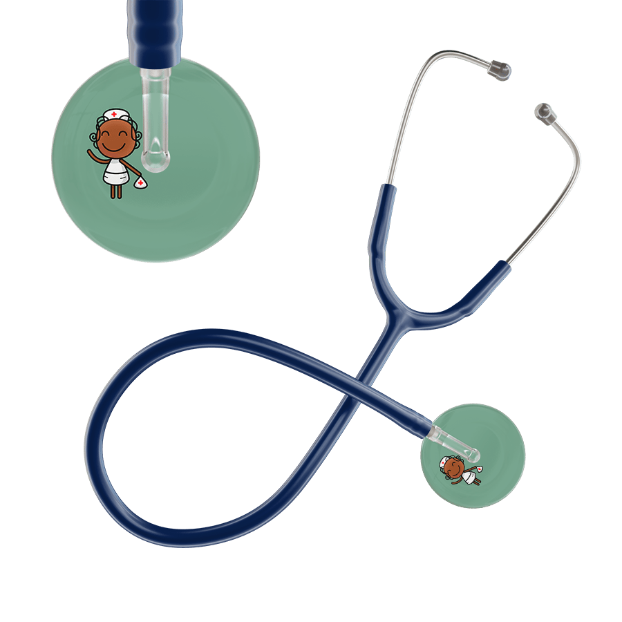 Ultrascope Single Stethoscope Sage F4 Cartoon Nurse / Adult / Navy Cartoon Nurse Stethoscope
