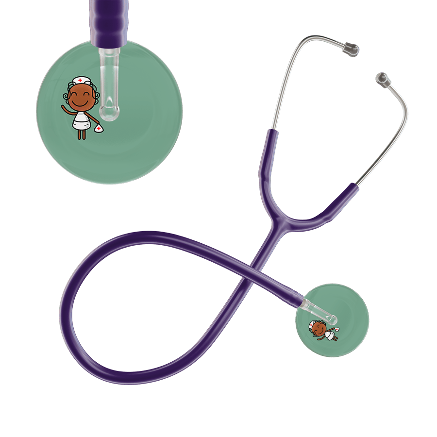 Ultrascope Single Stethoscope Sage F4 Cartoon Nurse / Adult / Purple Cartoon Nurse Stethoscope