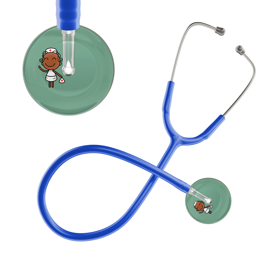 Ultrascope Single Stethoscope Sage F4 Cartoon Nurse / Adult / Royal Blue Cartoon Nurse F4 Skin Stethoscope