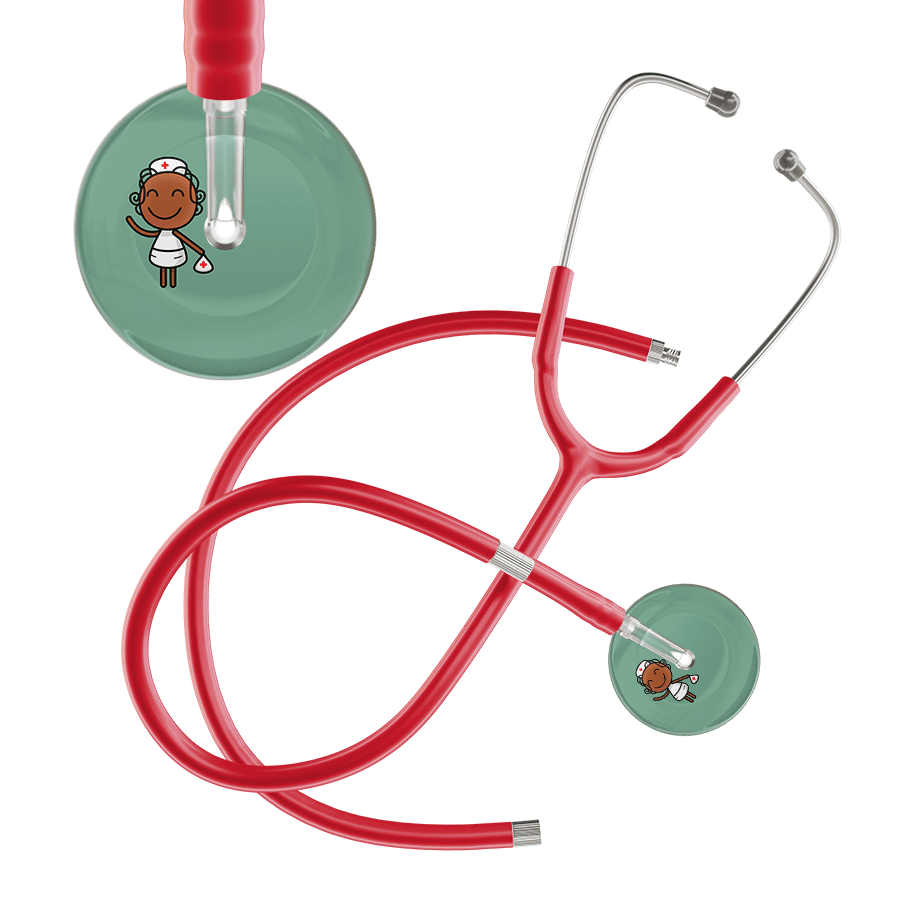 Ultrascope Single Stethoscope Sage F4 Cartoon Nurse / Pediatric / Red Extended Tubing Cartoon Nurse F4 Skin Stethoscope