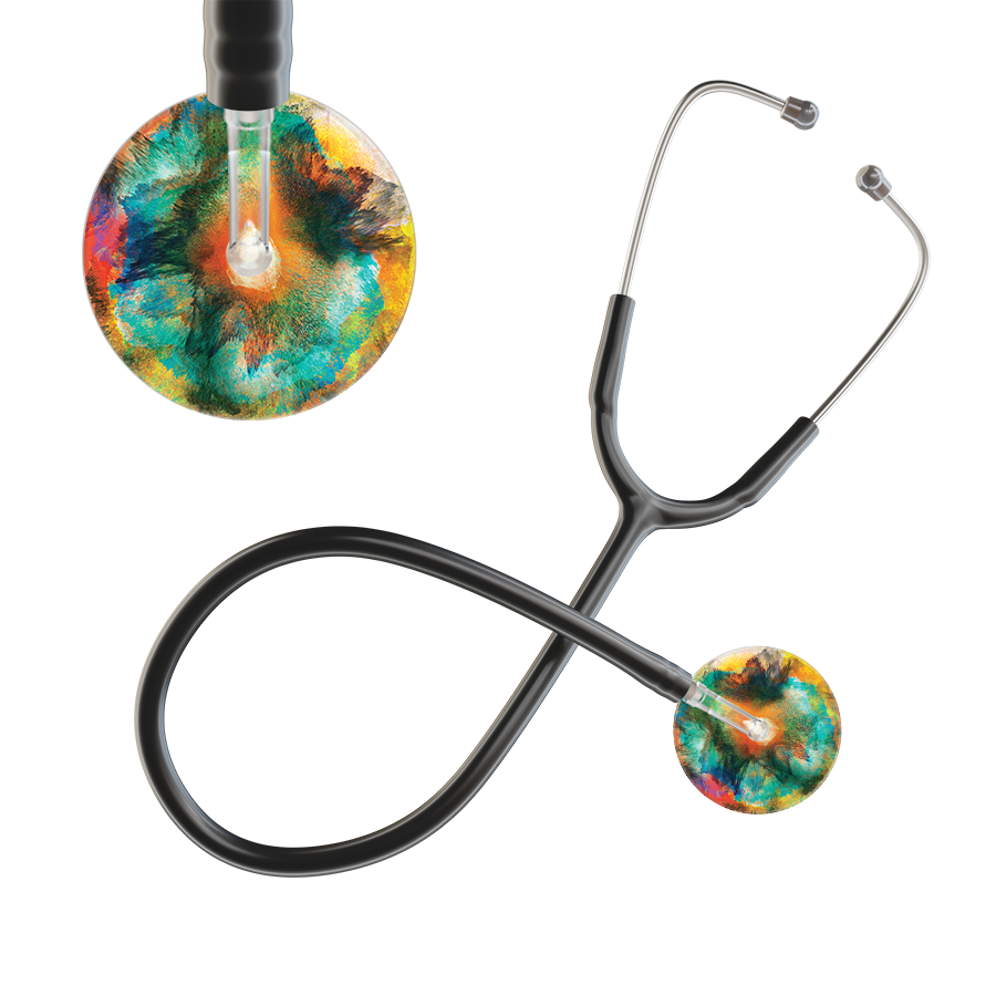 Ultrascope Single Stethoscope US076A1 / Adult / Black TieDye Stethoscope - Watercolor Designs